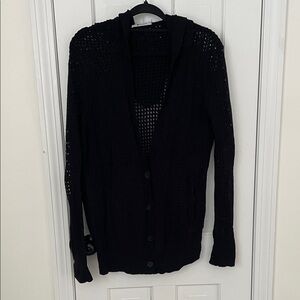 T Alexander Wang Black Oversized Open-Knit Cardigan